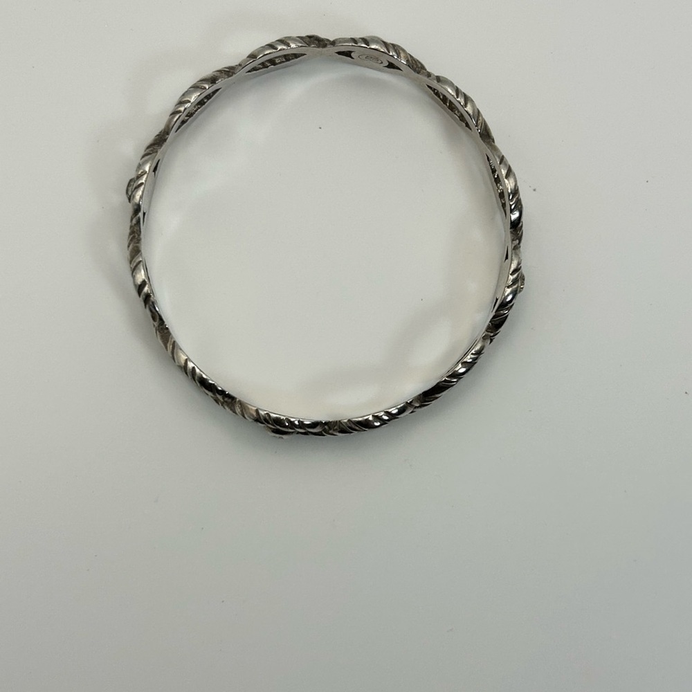 Brighton Jewelry Twisted Bangle Bracelet Silver Plated Clear Crystal Vintage - Picture 8 of 12